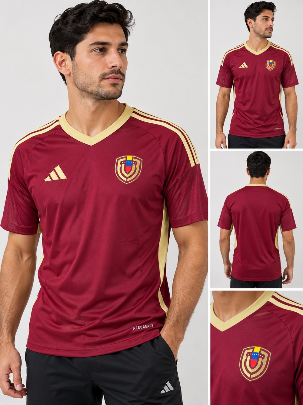 Adidas Venezuela 2024 Home Soccer Jersey Vinotinto AEROREADY Slim Fit L  New